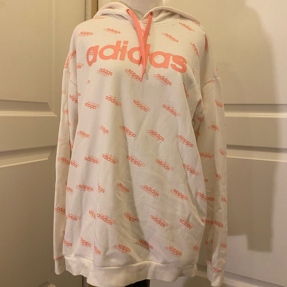 White and Peach Adidas Hoodie